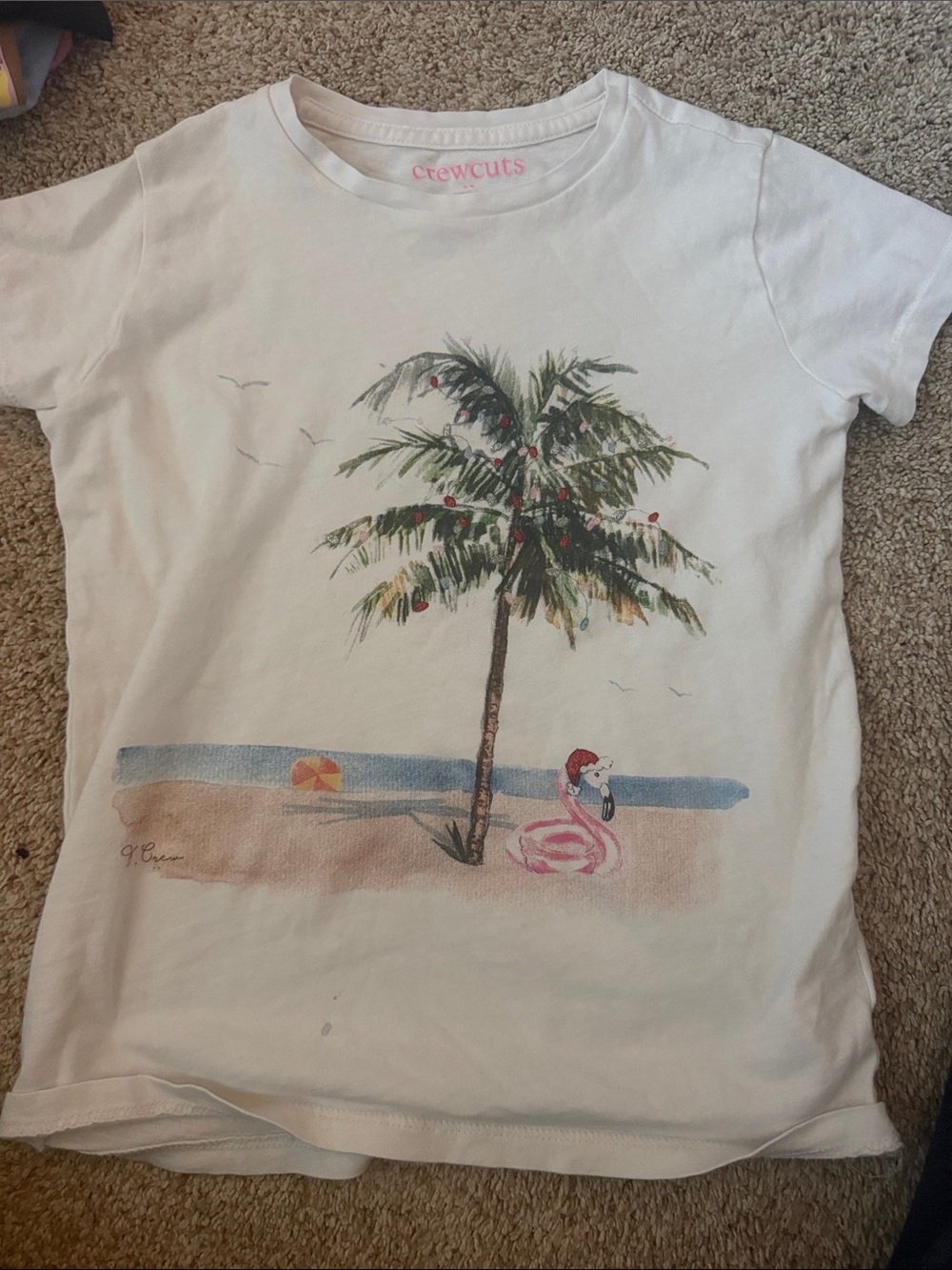 Crewcuts White Kids Palm Tree & Flamingo Graphic Tee